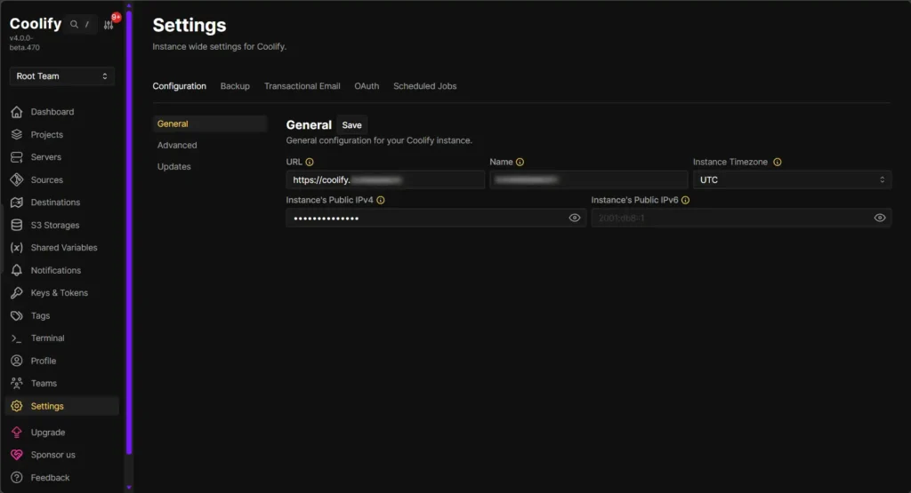 Coolify Domain Settings
